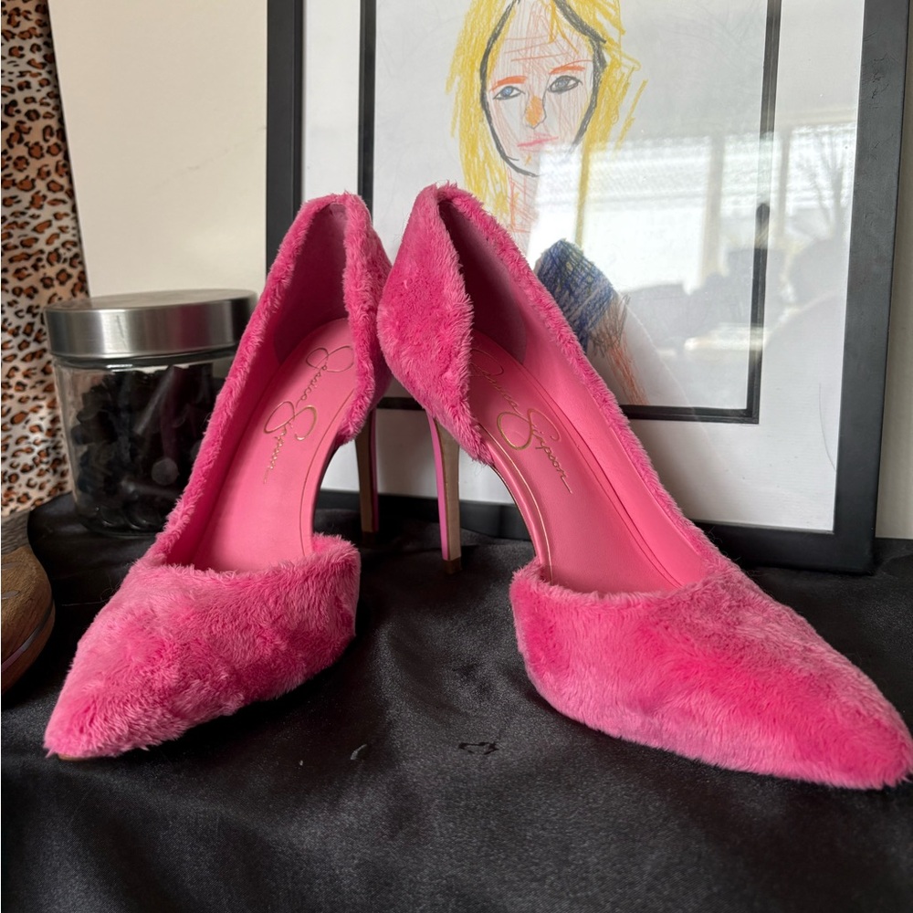 Jessica Simpson Pink Furry Heels